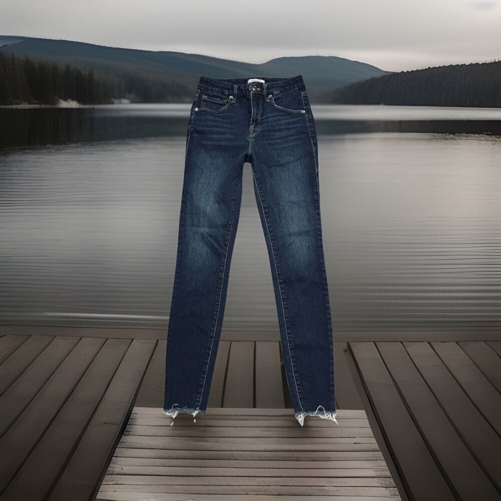 Good American Good Legs Skinny Fit Jeans 2/26 (25x27.5) Blue Denim Stretch Women